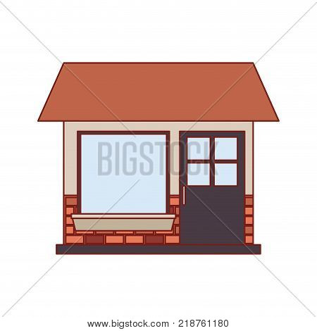 house facade of one floor in colorful silhouette vector illustration