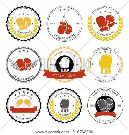 Boxing labels and badges set. Vector illustration