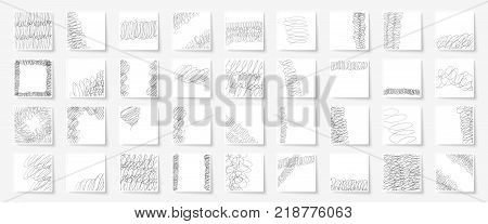 Doodles set. Scribble collection. Ink sketches. Hand drawn effect vector. Scrawl elements. Notebook abstract drawing for your design. Simple illustration for web creative project or printed product.