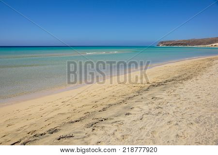 Jandia beach Risco el Paso Fuerteventura at Canary Islands of Spain .