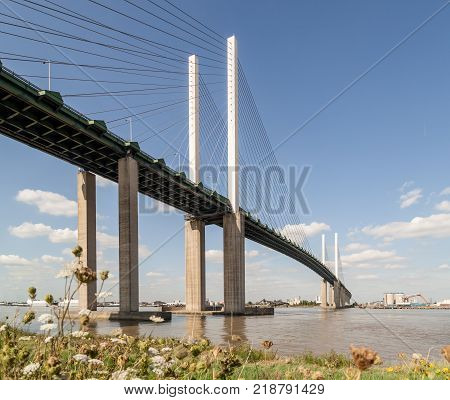 View of the QEII Bridge over the River Thames
