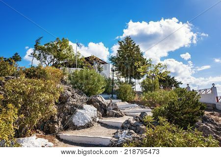 white painted steps to Tsambika Monastery (RHODES GREECE)