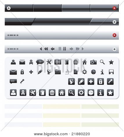 vector icon set with the elements of the interface, black