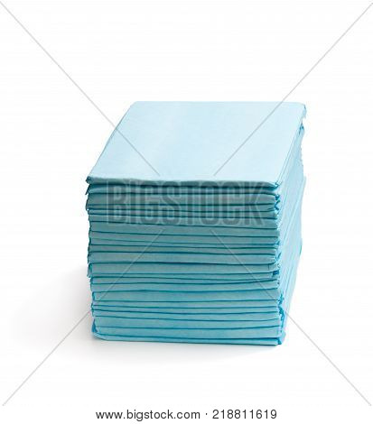 Stack Of Disposable Bed Pads Isolated On White