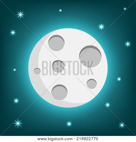 Moon. Stars. Bright. Plain. Night. The object for your design.