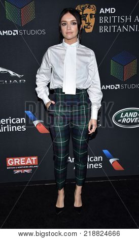 LOS ANGELES - OCT 27:  Olivia Cooke arrives for the BAFTA Brittania Awards 2017 on October 27, 2017 in Beverly Hills, CA                
