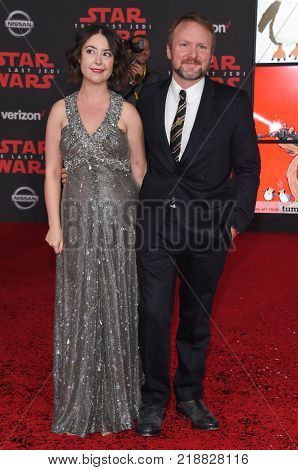 LOS ANGELES - DEC 09:  Karina Longworth and Rian Johnson arrives for the 'Star Wars: The Last Jedi' World Premiere on December 09, 2017 in Los Angeles, CA                