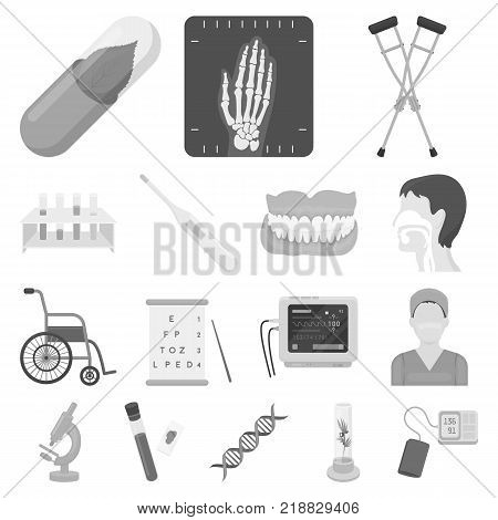 Medicine and treatment monochrome icons in set collection for design. Medicine and equipment vector symbol stock  illustration.