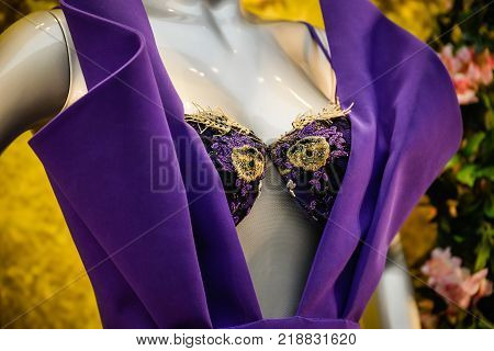 Milan, Italy - September 24, 2017:  La Perla Store In Milan. Fashion Week La Perla Shopping