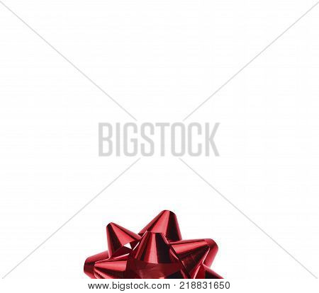 A holiday symbol, an element of decor. Red bow isolated on white background.