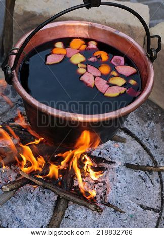 Hot Mulled Wine On The Big Pot