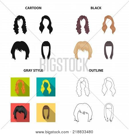 model, style, wig and other  icon in different style.theaters, circus, entourage, icons in set collection