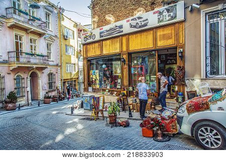 ISTANBUL TURKEY: Vintage store in Cukurcuma district. Cukurcuma of Beyoglu quarter is the city's oldest antiques district on October 6 2017
