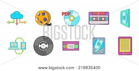 Storage info icon set. Cartoon set of storage info vector icons for web design isolated on white background