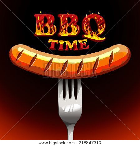 BBQ time - Photorealistic sausage on a fork