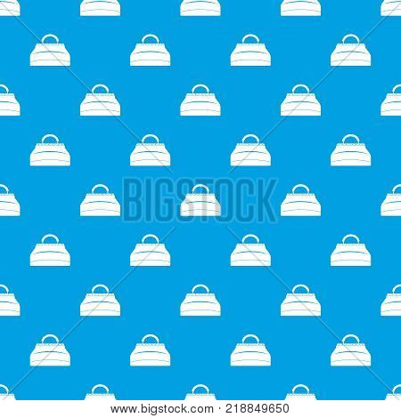 Carpetbag pattern repeat seamless in blue color for any design. Vector geometric illustration
