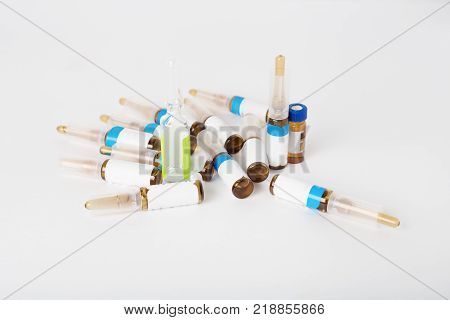 Image Of Medical Vials On A White Background.