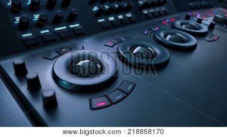 Telecine color grading control machine for film director edit or adjust color on digital video movie in post production stage.