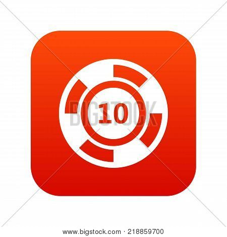 Casino chip icon digital red for any design isolated on white vector illustration