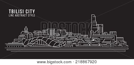 Cityscape Building Line art Vector Illustration design - Tbilisi city
