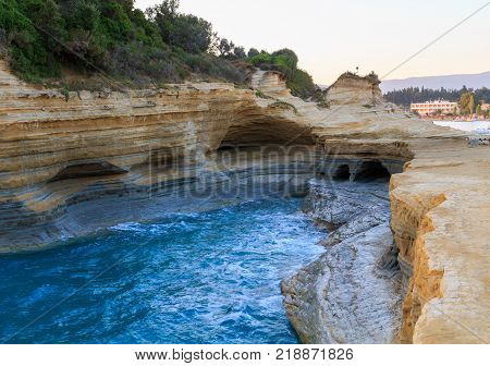 Rocks on the beach on Corfu in Greece