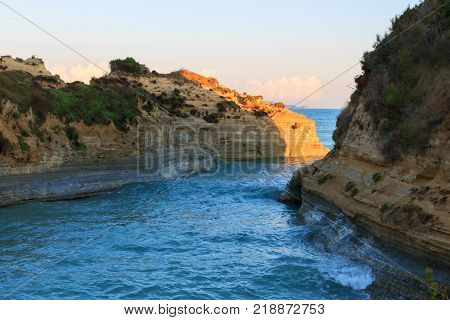 Rocks on the beach on Corfu in Greece