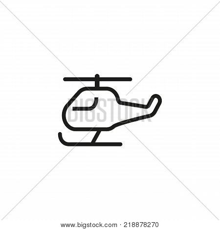 Line icon of helicopter. Aircraft, military, fire-fighting. Transport concept. Can be used for topics like transportation, travel, aviation