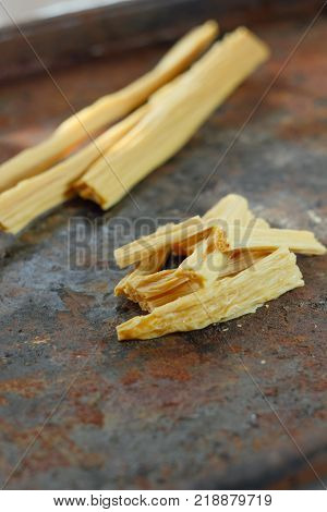 Asian food: yuba or fuju sticks - vegetarian stuff