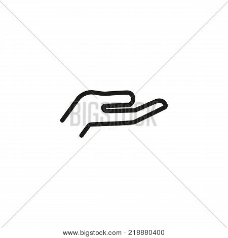 Line icon of open hand gesture. Support, helping hand, donation. Gesture concept. Can be used for web design, network icons and pictograms
