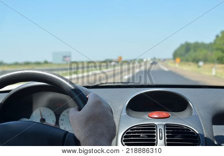 Driving On A Highway With Roadworks Ahead