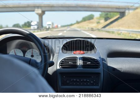 Driving On A Highway With Roadworks Ahead