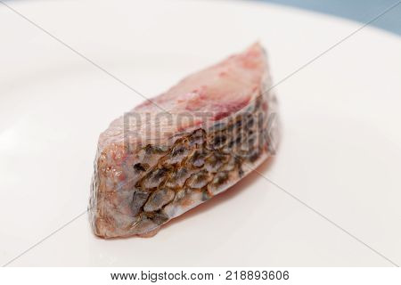 close up Nile tiapia meat cut in pieces