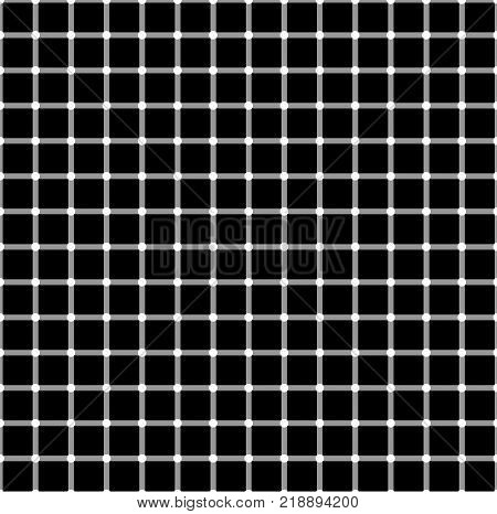 Seamless pattern with black white squares. The effect of optical illusion. Vector illusory background, texture. Futuristic element, technological design.