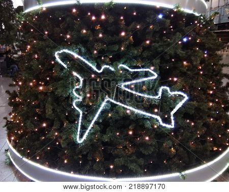 New Year's Tree Decorated With Airplanes
