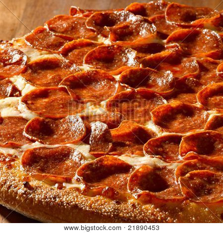 Pepperoni pizza closeup