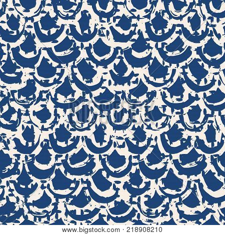 Indigo tie dye seamless pattern. Print texture waves. Geometrical seamless vector stripes. Striped watercolor texture batik. Watercolour pattern. Organic japanese natural tiles. Blue and white print.