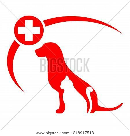 vector illustration veterinary emblem of a cat and a dog