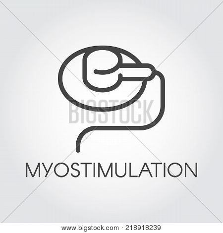 Myostimulation line icon. Methods of physiotherapy in medicine and cosmetology. Treatment and prevention of diseases outline sign. Contour label for websites and mobile apps relevant topics. Vector