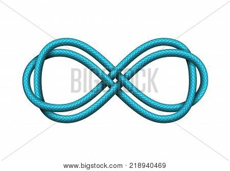 Infinity sign made of twisted cords. Mobius strip symbol. Vector realistic illustration on white background.