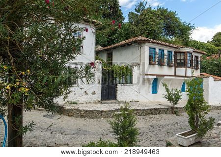 XANTHI, GREECE - SEPTEMBER 23, 2017: Street and old houses in old town of Xanthi, East Macedonia and Thrace, Greece