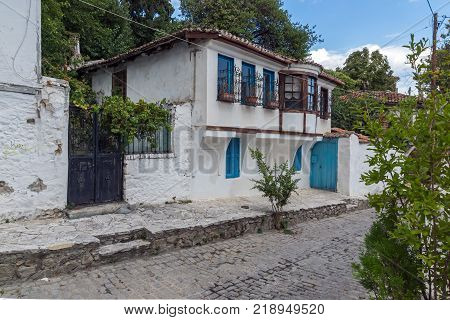 XANTHI, GREECE - SEPTEMBER 23, 2017: Street and old houses in old town of Xanthi, East Macedonia and Thrace, Greece