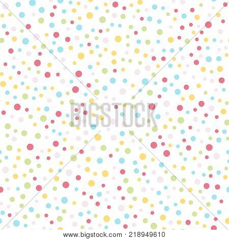 Colorful Polka Dots Seamless Pattern On White 3 Background. Ravishing Classic Colorful Polka Dots Te