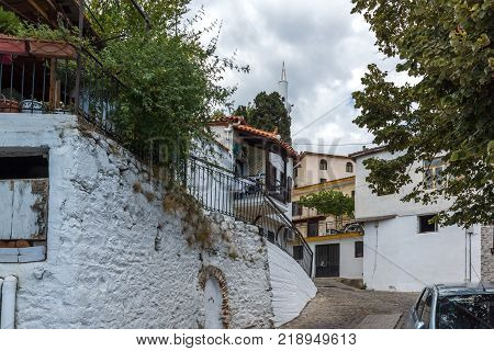 XANTHI, GREECE - SEPTEMBER 23, 2017: Street and old houses in old town of Xanthi, East Macedonia and Thrace, Greece