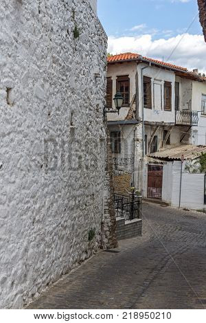 XANTHI, GREECE - SEPTEMBER 23, 2017: Street and old houses in old town of Xanthi, East Macedonia and Thrace, Greece