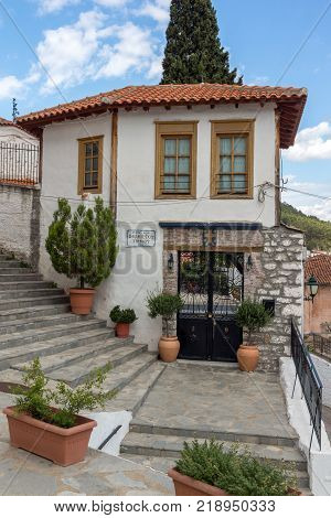 XANTHI, GREECE - SEPTEMBER 23, 2017: Street and old houses in old town of Xanthi, East Macedonia and Thrace, Greece