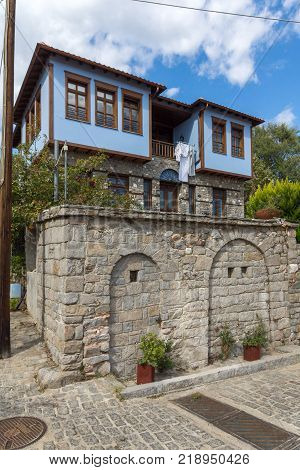 XANTHI, GREECE - SEPTEMBER 23, 2017: Street and old houses in old town of Xanthi, East Macedonia and Thrace, Greece