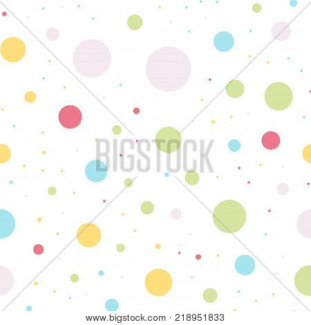 Colorful Polka Dots Seamless Pattern On White 3 Background. Ravishing Classic Colorful Polka Dots Te