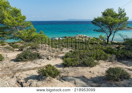 Seascape of Orange Beach Kavourotripes at Sithonia peninsula, Chalkidiki, Central Macedonia, Greece
