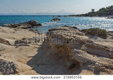Seascape of Orange Beach Kavourotripes at Sithonia peninsula, Chalkidiki, Central Macedonia, Greece