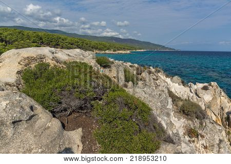 Seascape of Orange Beach Kavourotripes at Sithonia peninsula, Chalkidiki, Central Macedonia, Greece